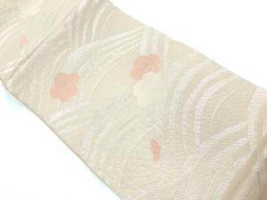 アンティーク　紗　波に梅模様織出し袋帯（材料）